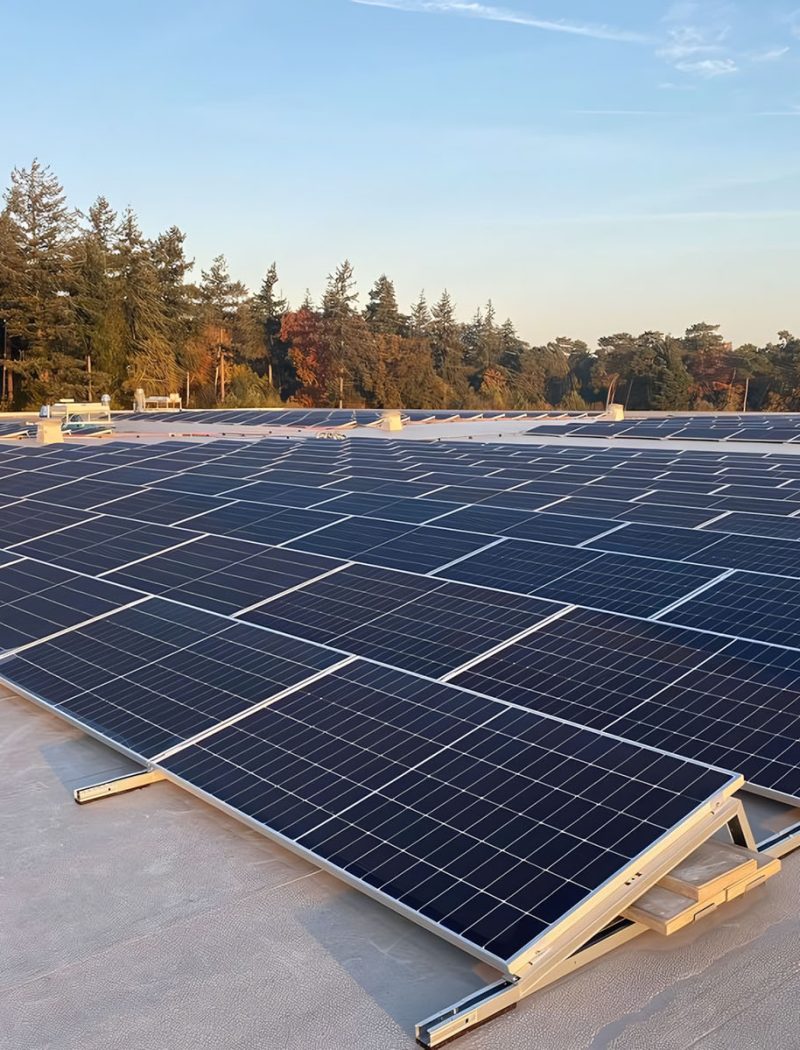 Matériel de montage pour panneaux solaires - un toit plat avec des panneaux solaires - Allimex Green Power